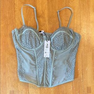 Garage Sage Green Bustier Top